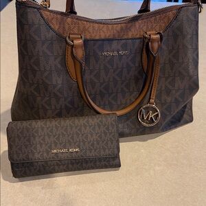 Michael Kors Brown and Tan Satchel